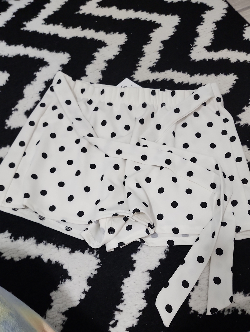 Papermoon White Shorts with Black Polka Dots